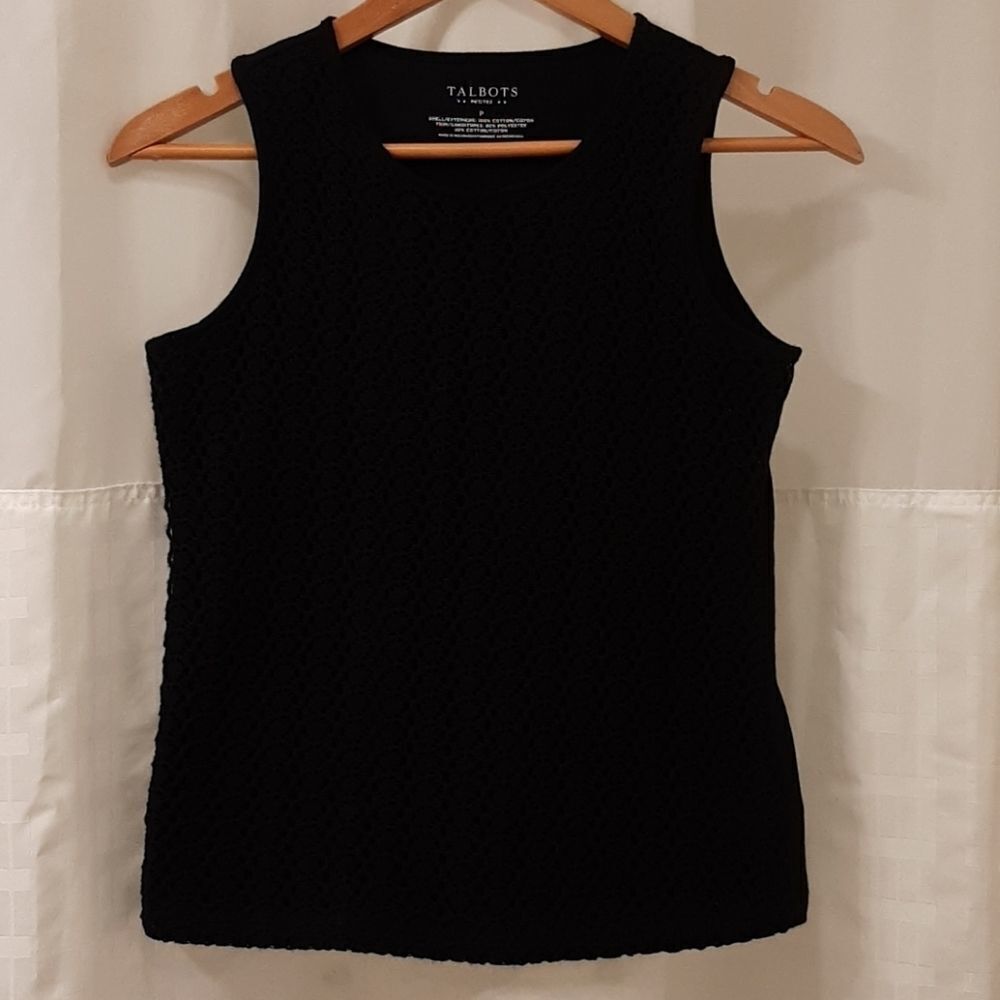 Talbots Small Petites Knitted Sleeveless Black Top
